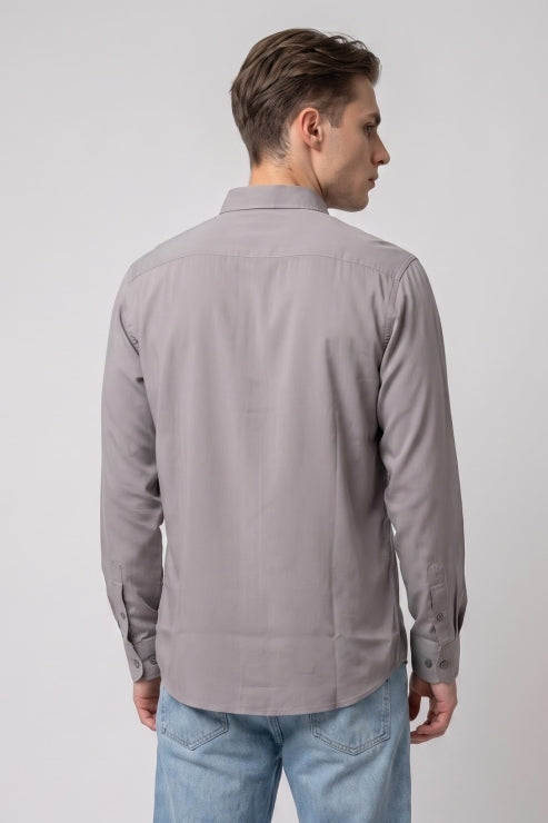 Light Grey Melange Regular Fit Shirt