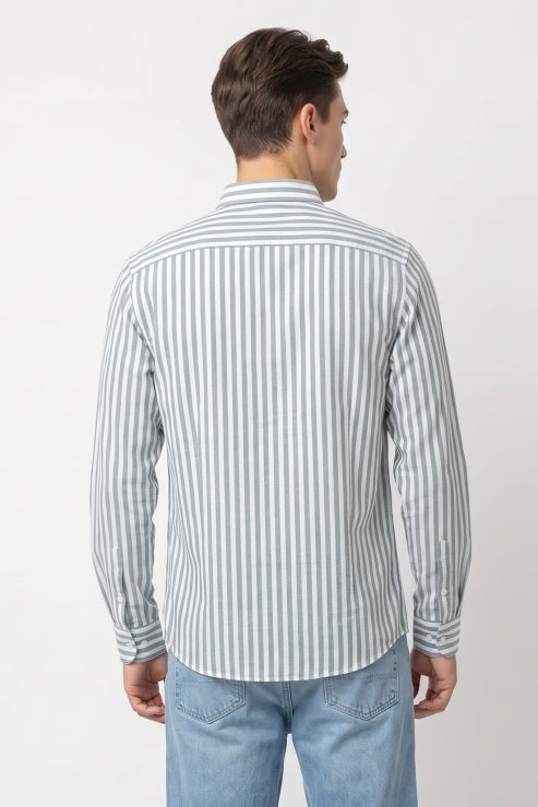 Green Stripe Regular Fit Shirt