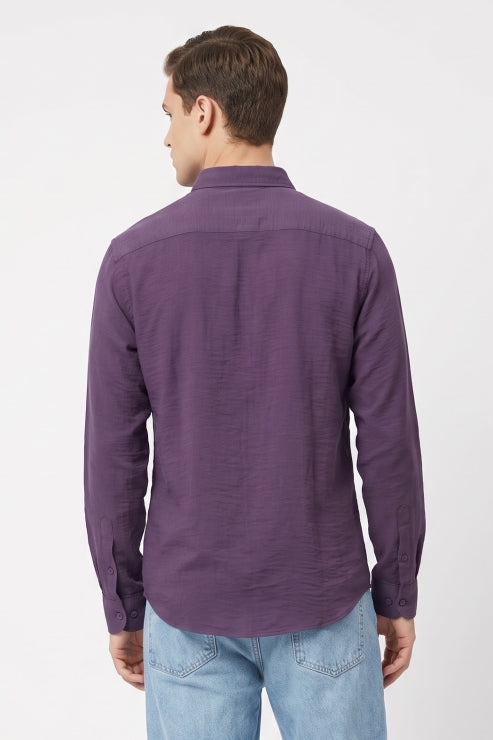 Purple Waffle Regular Fit Shirt