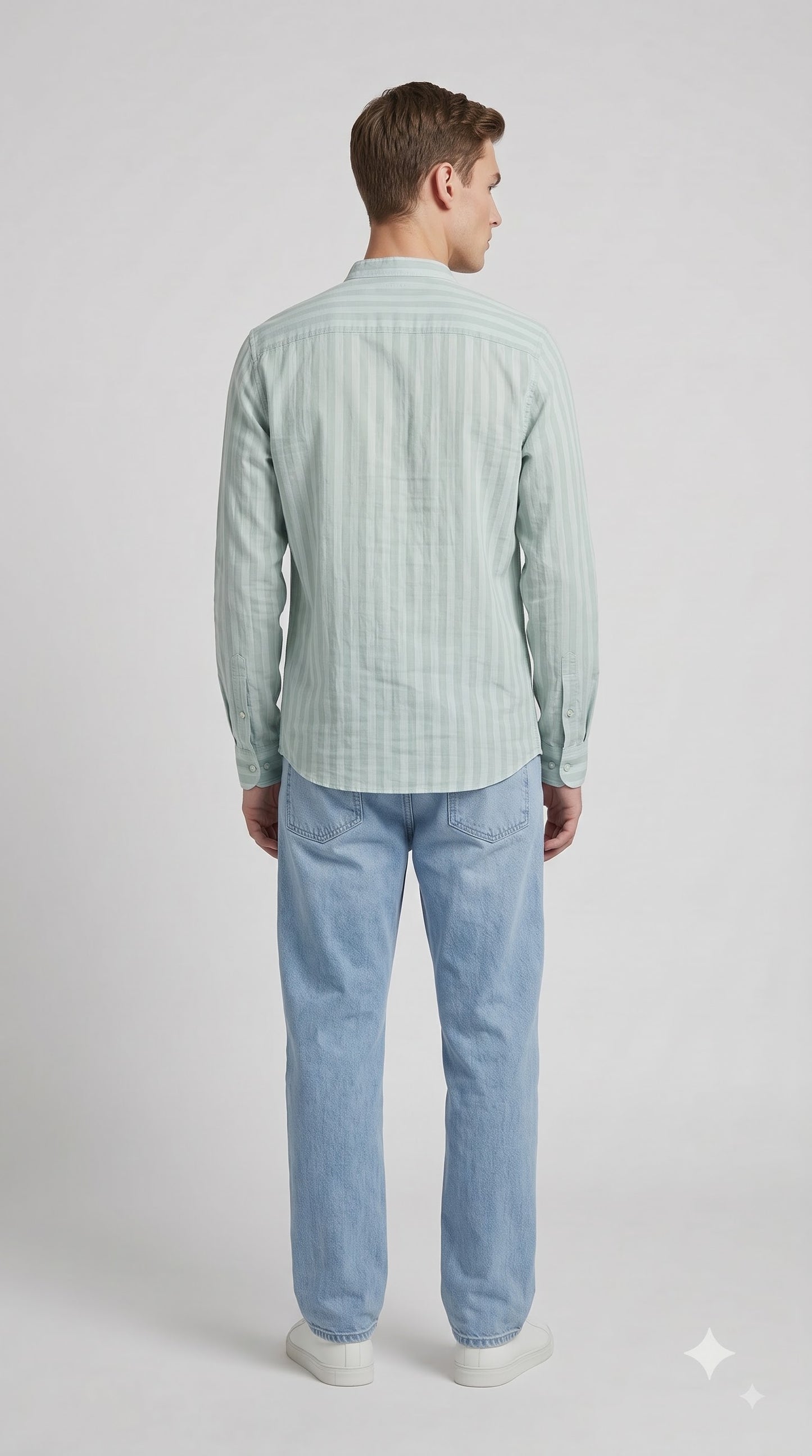Light Green Stripe Regular Fit Shirt