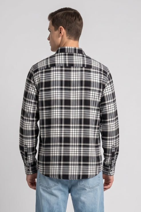 Black Shade Checks Regular Fit Shirt