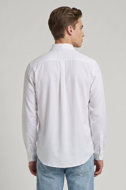 White Melange Regular Fit Shirt