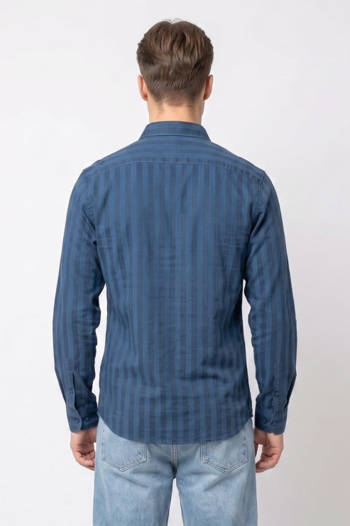 Candy Blue Stripe Regular Fit Shirt