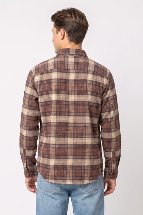 Brown Checks Regular Fit Shirt