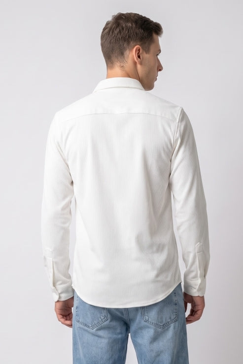 White Rib Corduroy Regular Fit Shirt