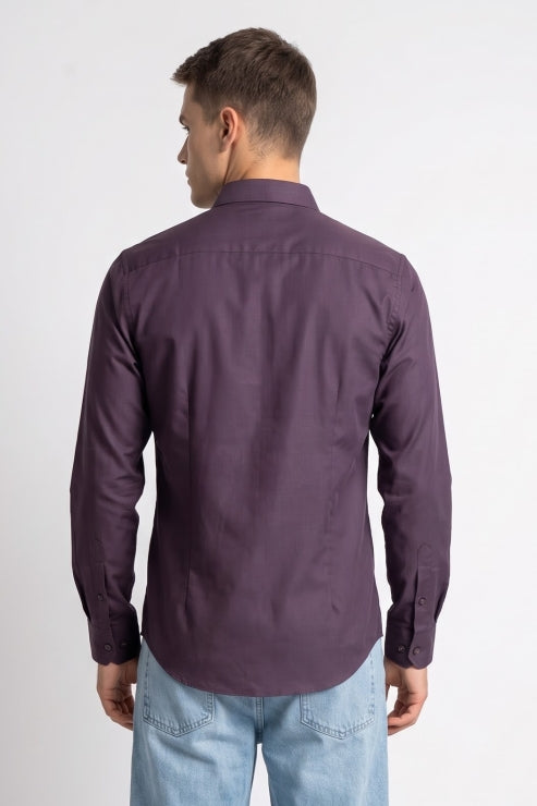 Burgundy Melange Regular Fit Shirt