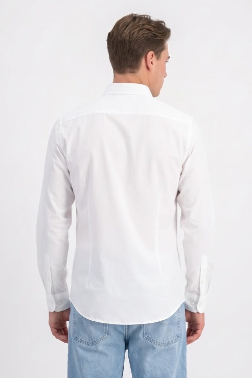 White Melange Regular Fit Shirt