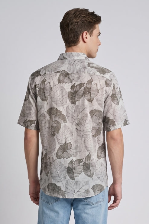 Linen Leaf Printed Shirt