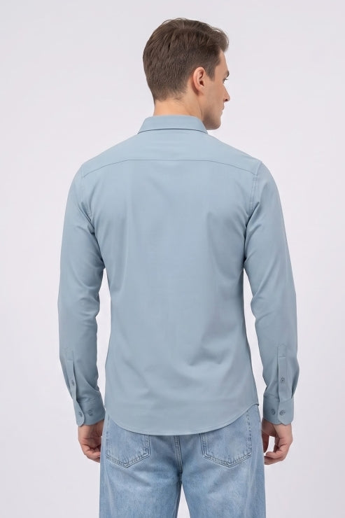Light Blue Satin Regular Fit Shirt