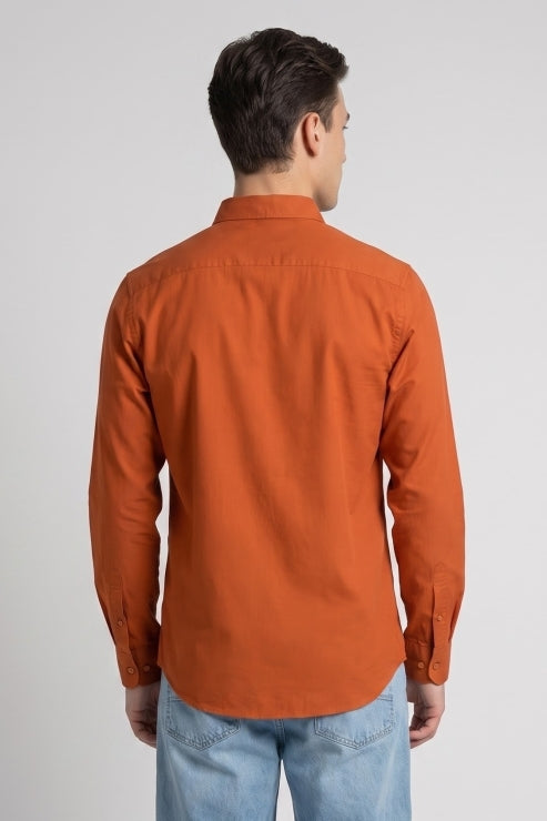 Orange Poly Lycra Regular Fit Shirt