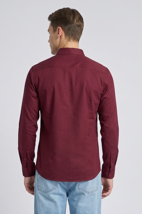Red Melange Regular Fit Shirt