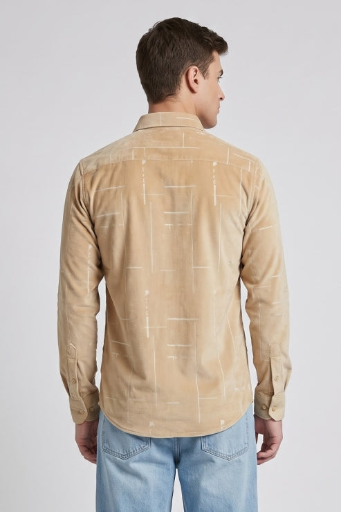 Muted Yellow Velvet Print Shirt