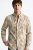 Beige Abstract Print Corduroy Shirt