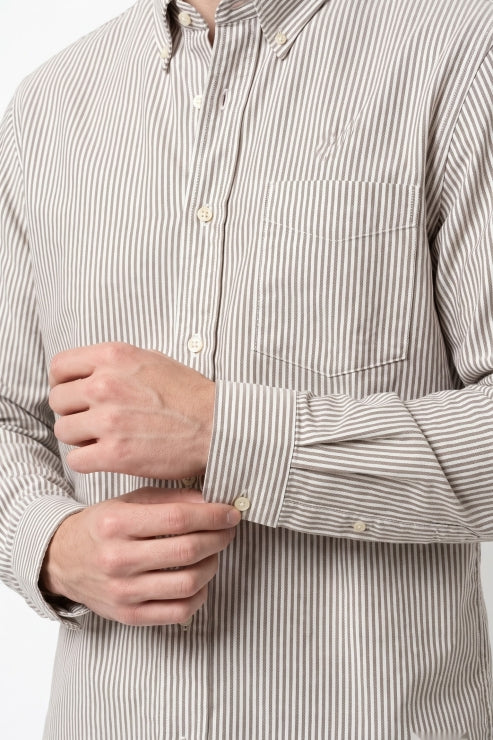 Grey Stripe Linen Regular Fit Shirt