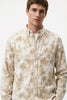Cream Abstract Print Corduroy Shirt