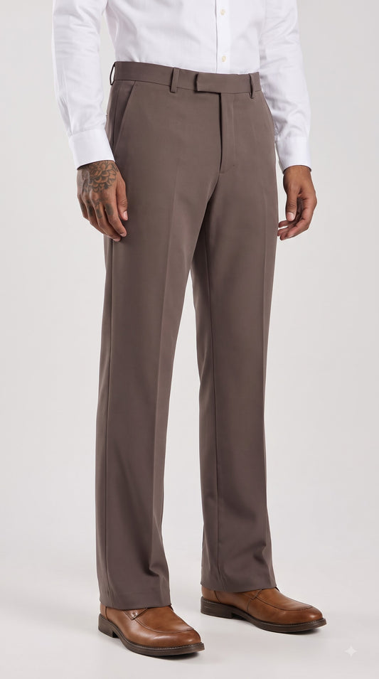 Taupe Tailored Bootcut Stretch Trousers