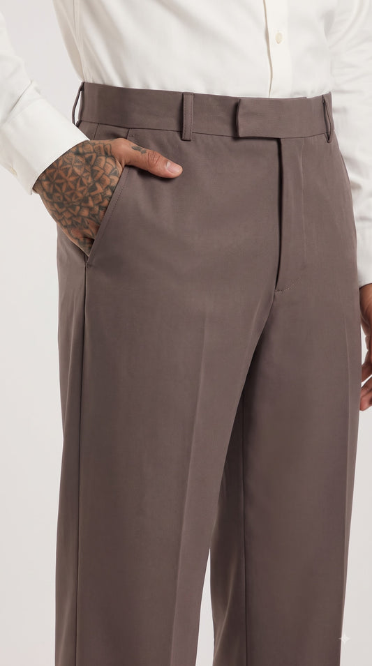 Taupe Tailored Bootcut Stretch Trousers