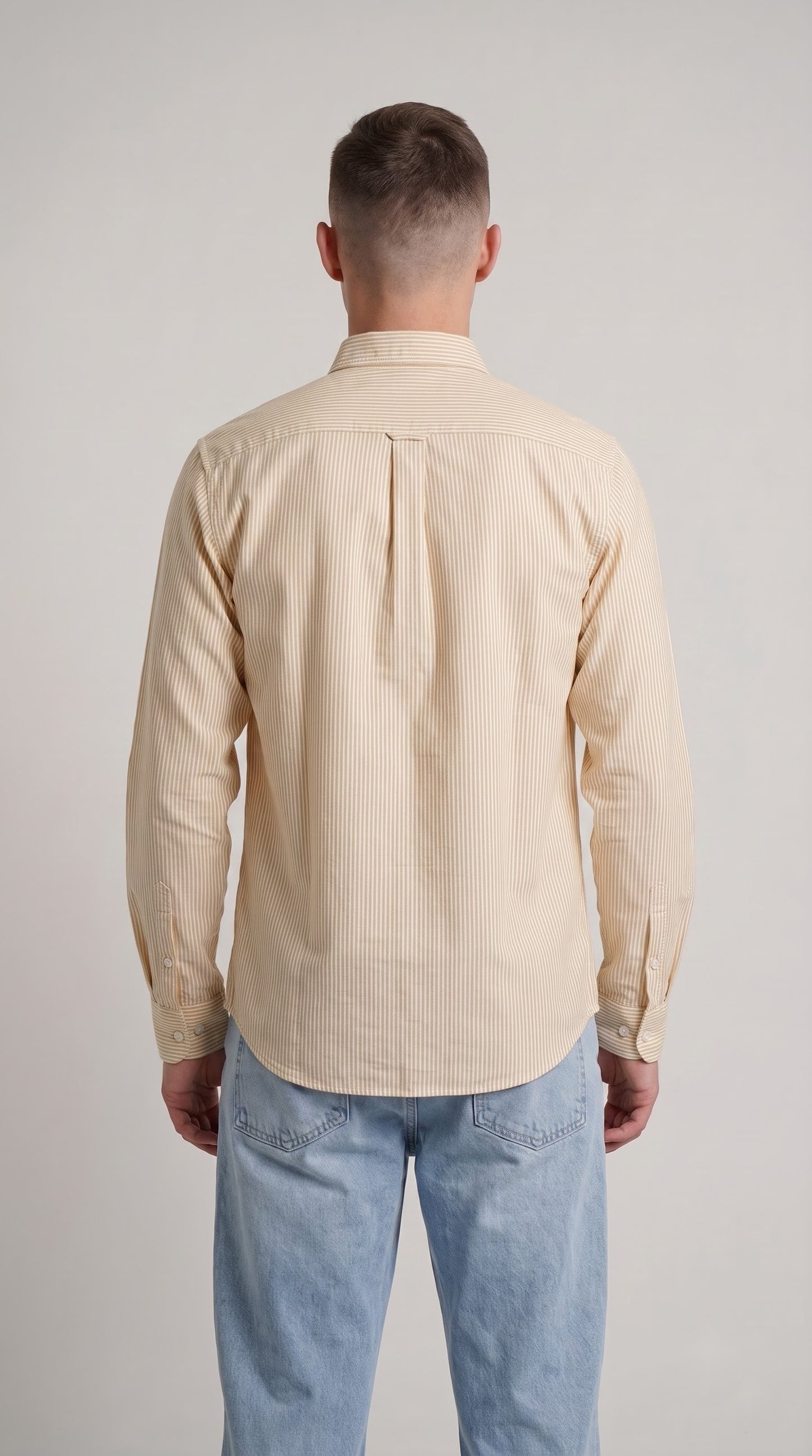 Yellow Stripe Linen Regular Fit Shirt