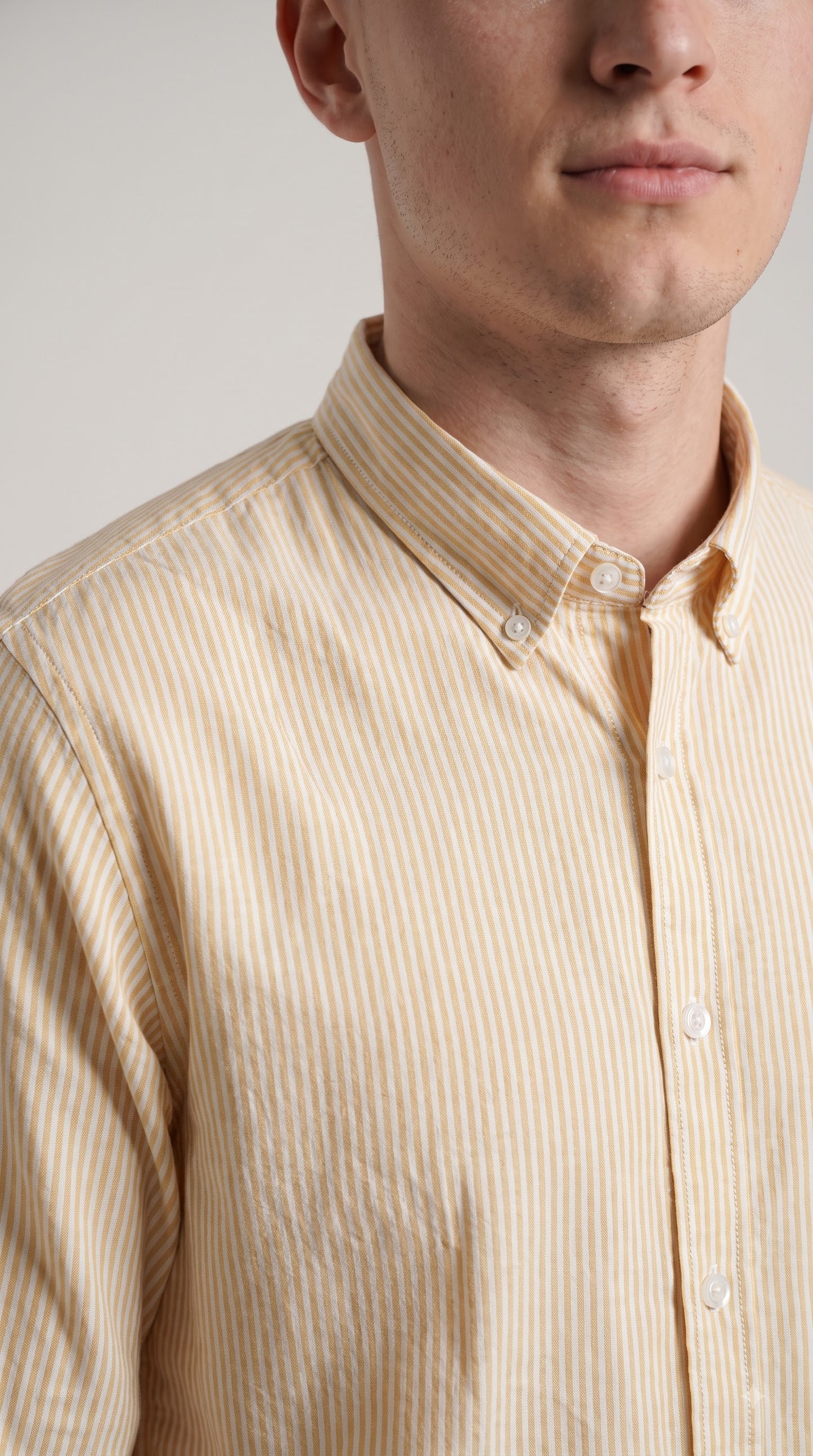 Yellow Stripe Linen Regular Fit Shirt