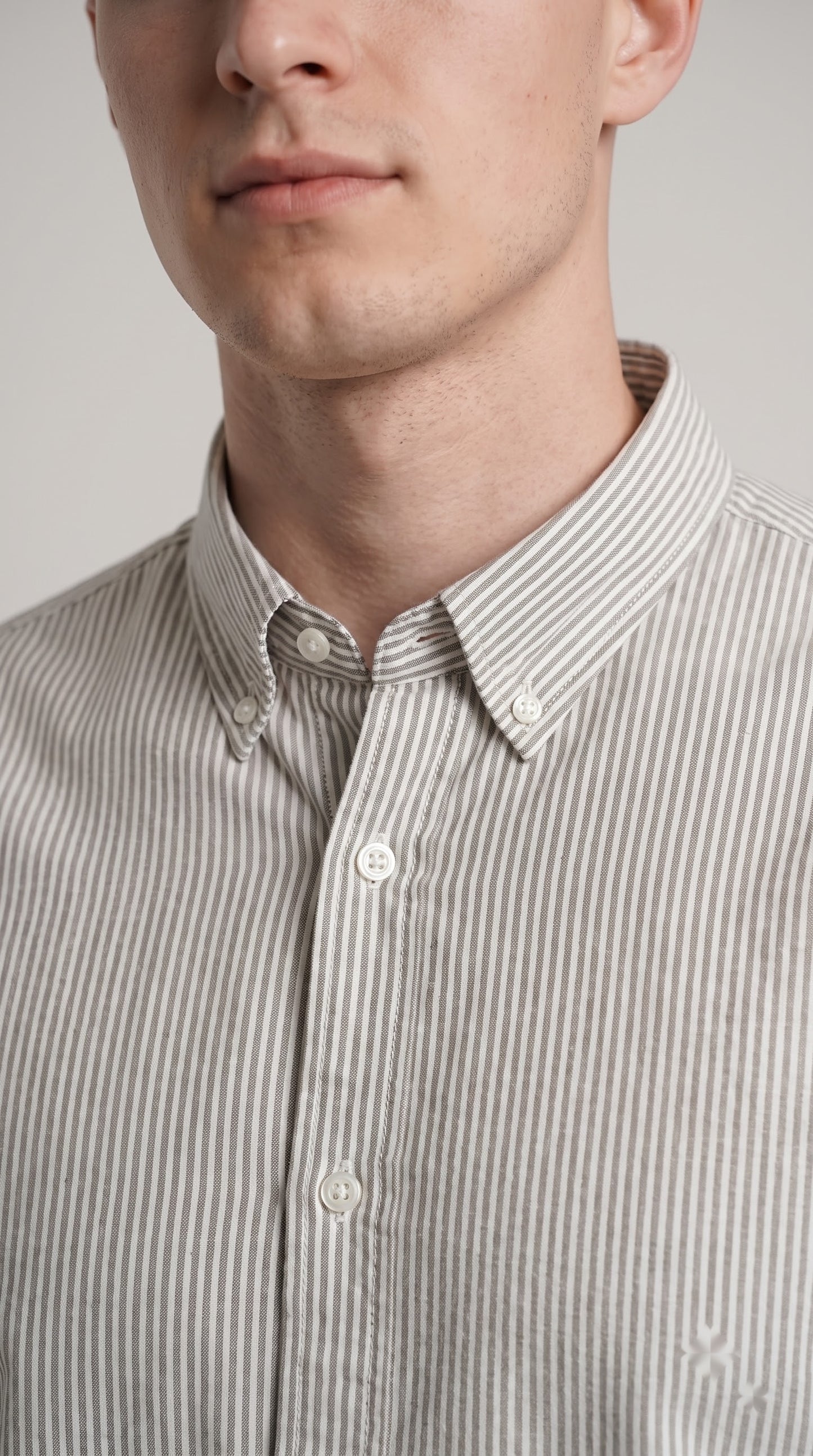 Grey Stripe Linen Regular Fit Shirt