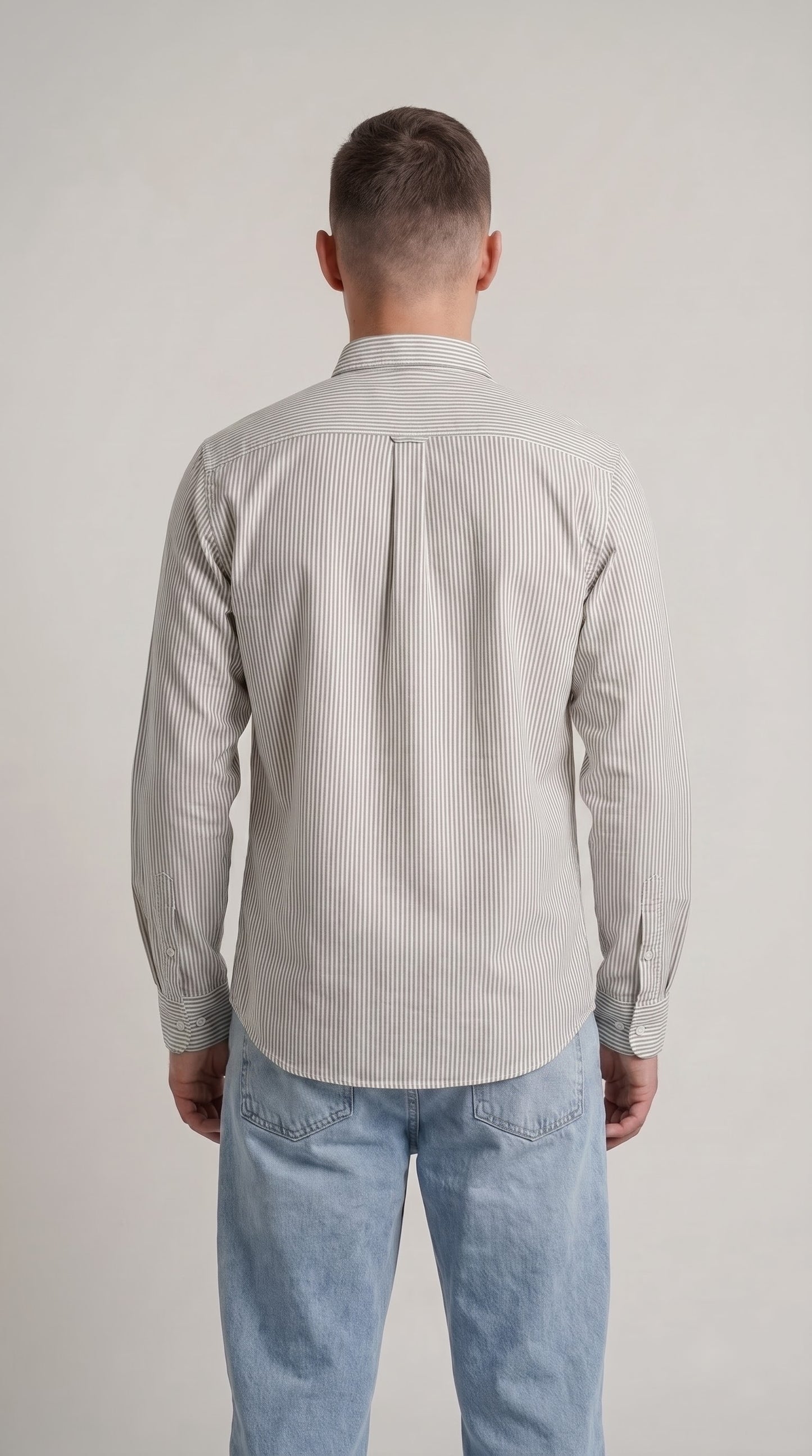 Grey Stripe Linen Regular Fit Shirt