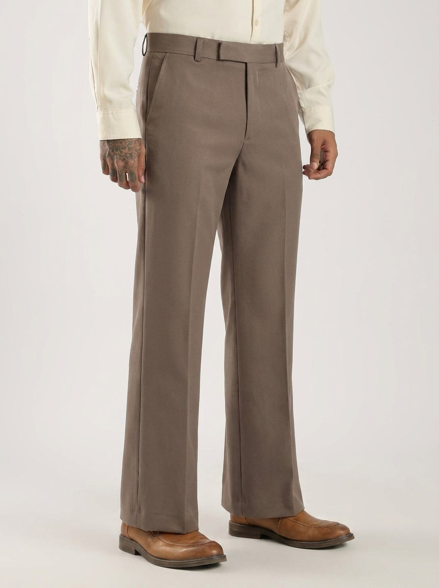 Stone Brown Tailored Bootcut Stretch Trousers