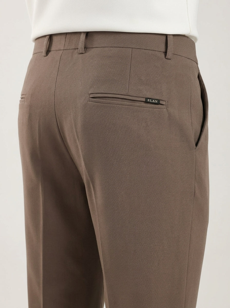 Stone Brown Tailored Bootcut Stretch Trousers