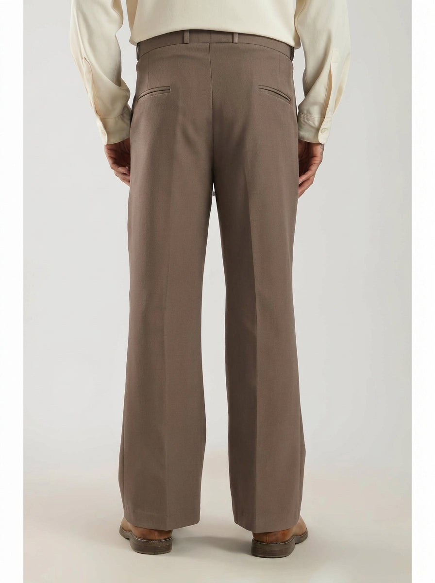 Stone Brown Tailored Bootcut Stretch Trousers