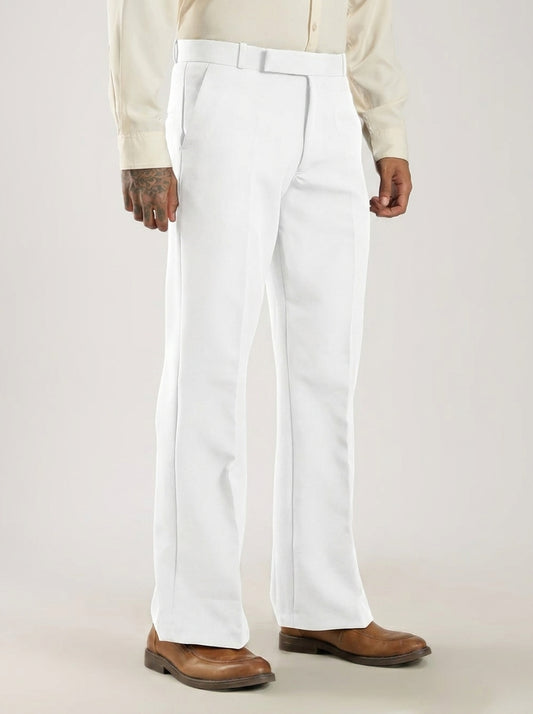 White Tailored Bootcut Stretch Trousers
