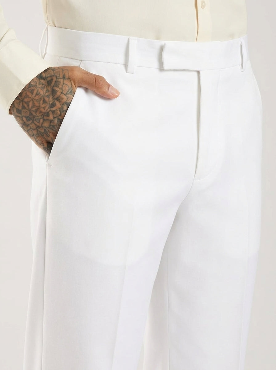 White Tailored Bootcut Stretch Trousers
