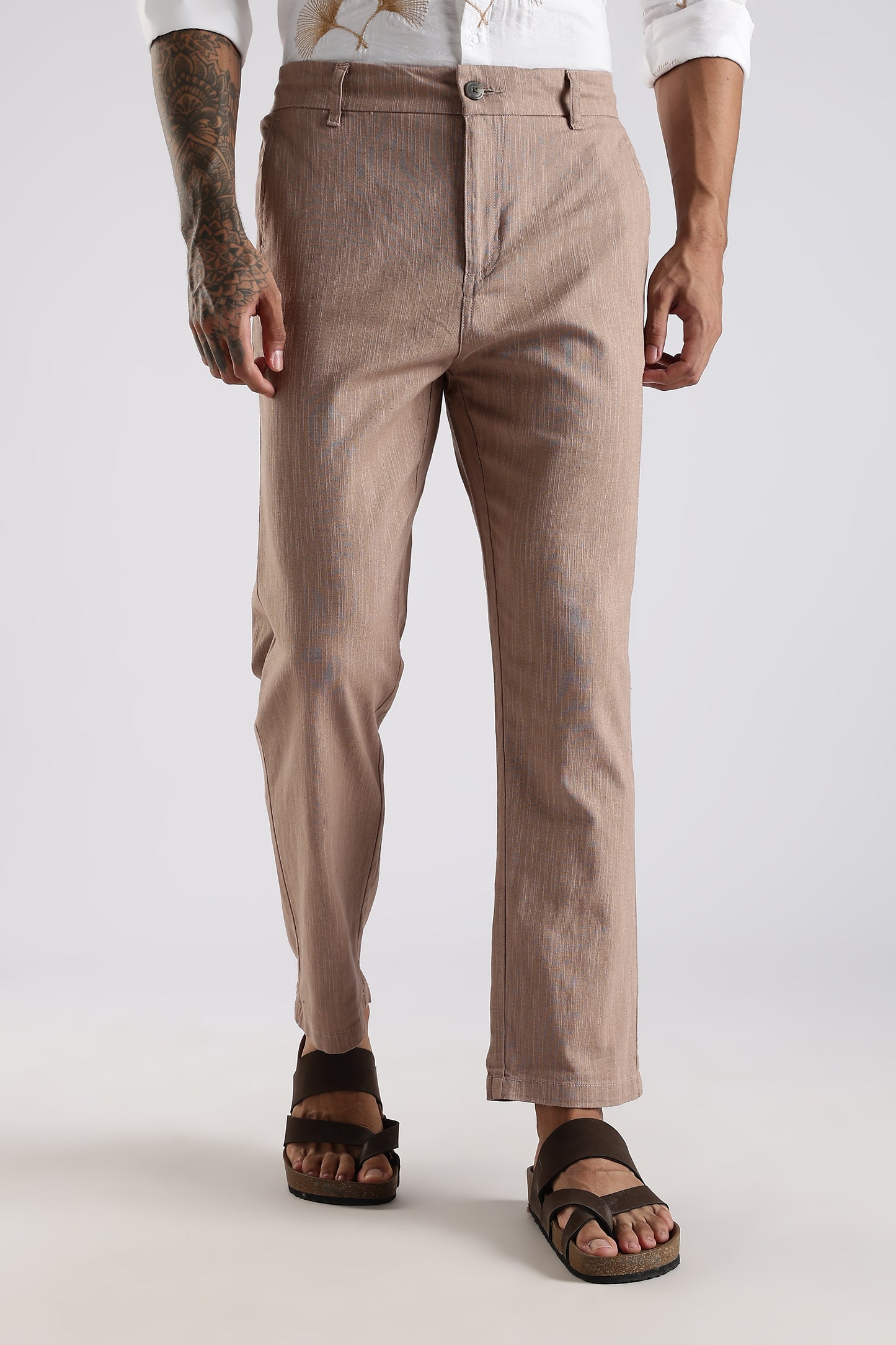 Regular Fit Light Brown Linen Trouser