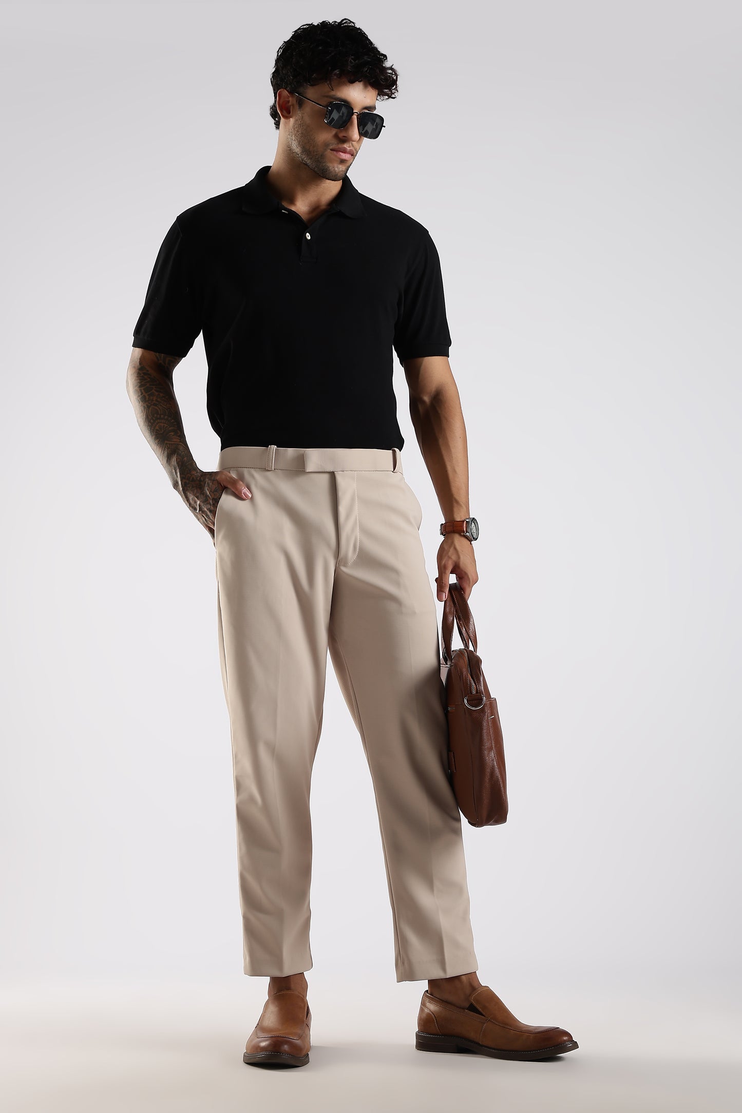 Regular Fit Beige Color Trouser