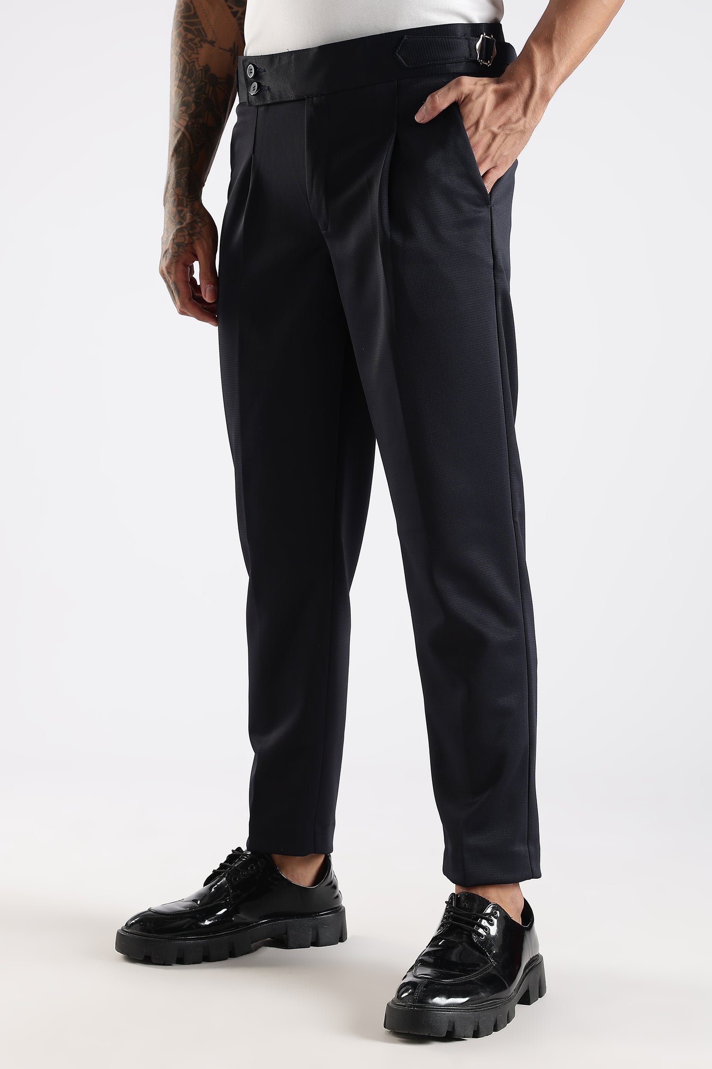 Regular Fit Dark Navy Blue Gurkha Trousers