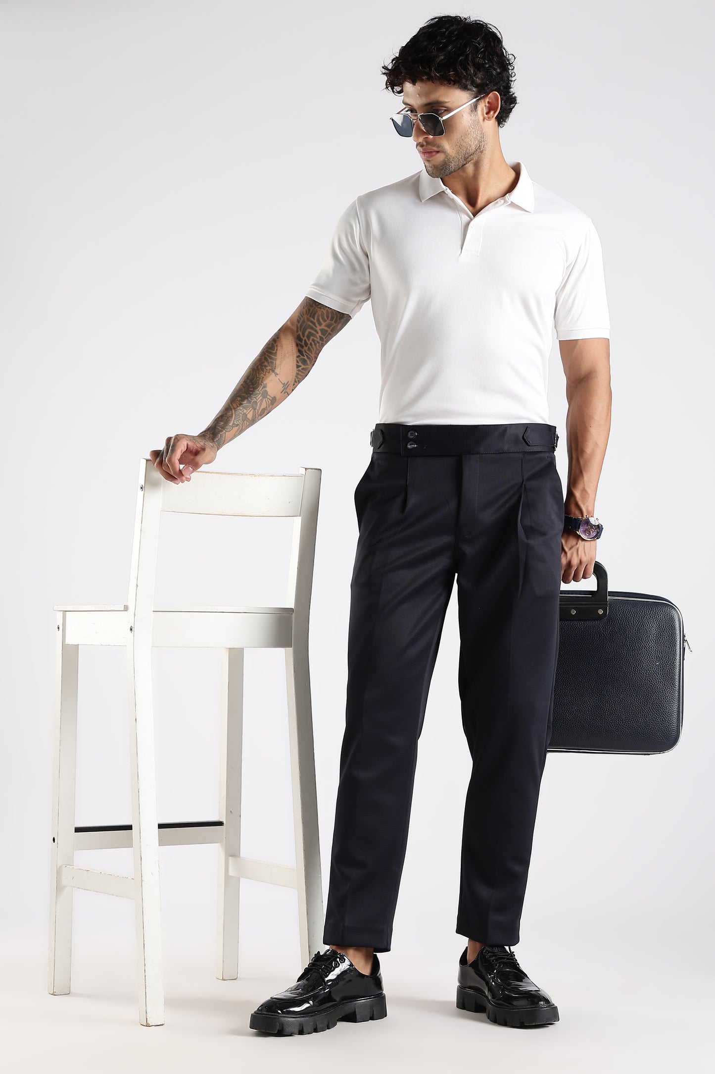 Regular Fit Dark Navy Blue Gurkha Trousers
