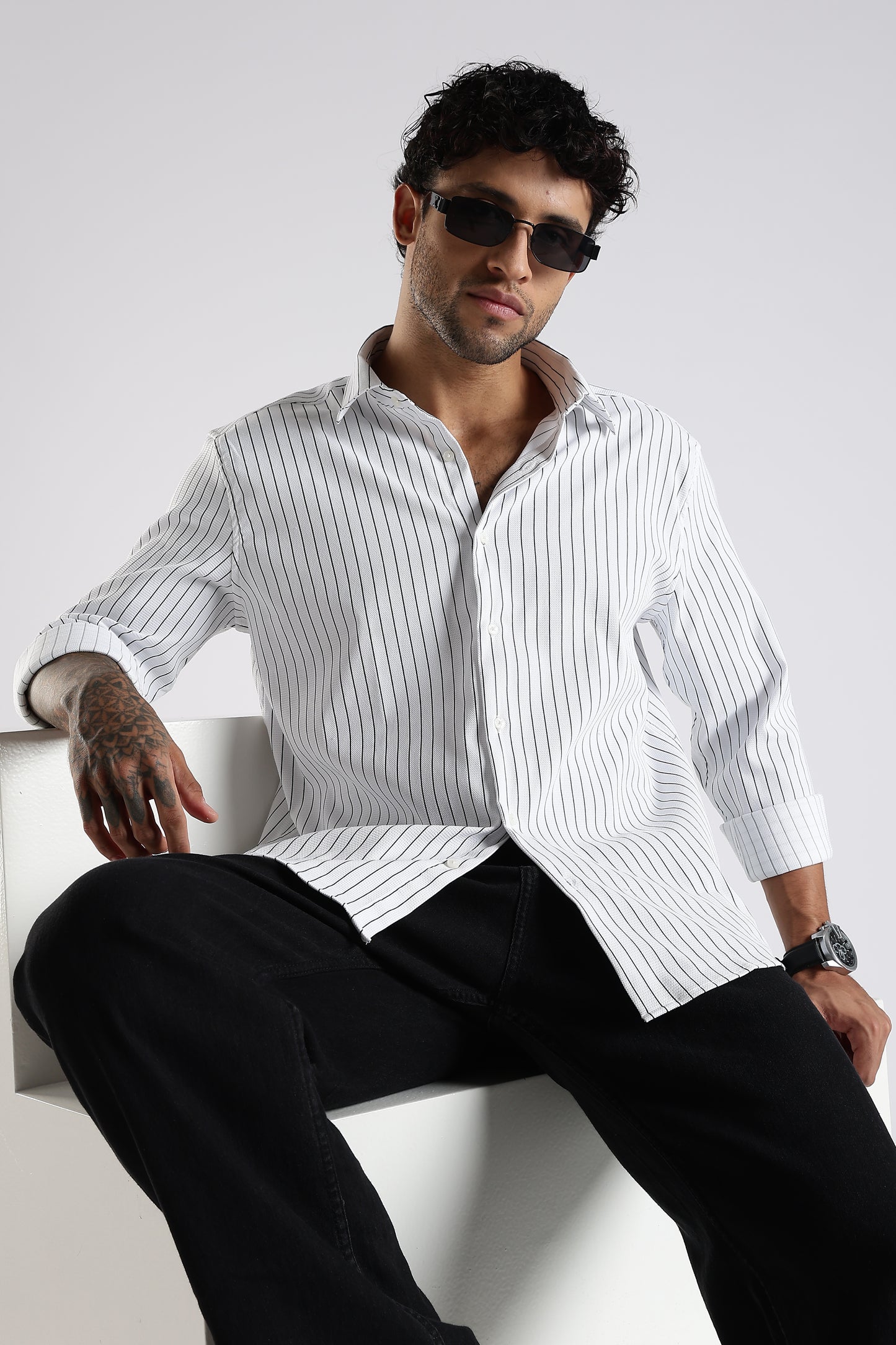 Regular Fit White Stripe Shirt