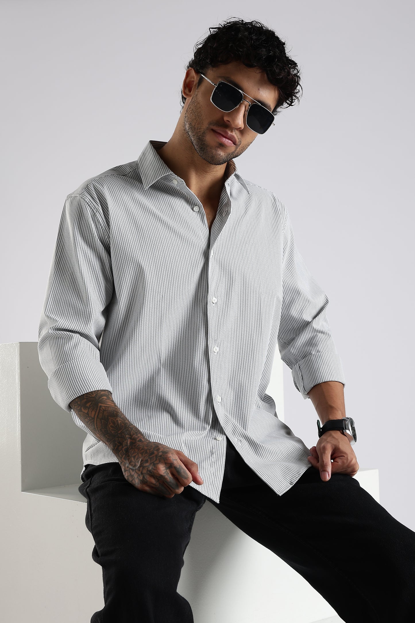 Regular Fit White Stripe Shirt