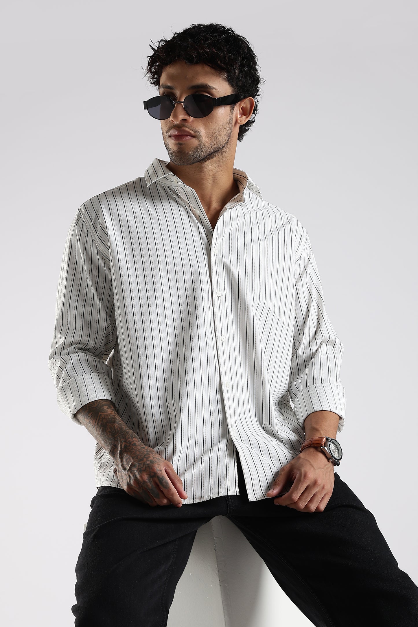 Regular Fit White Stripe Shirt