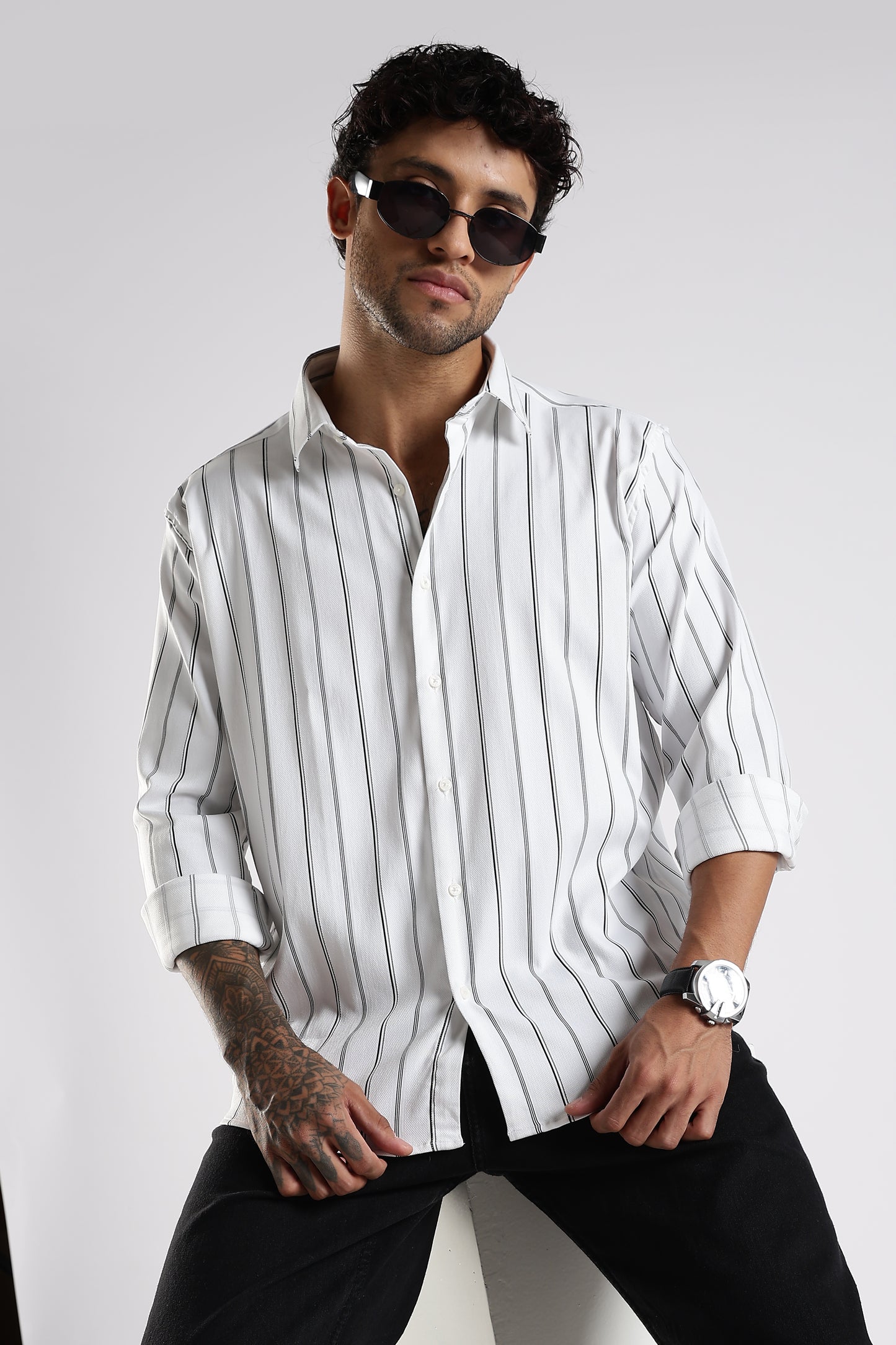 Regular Fit White Stripe Shirt
