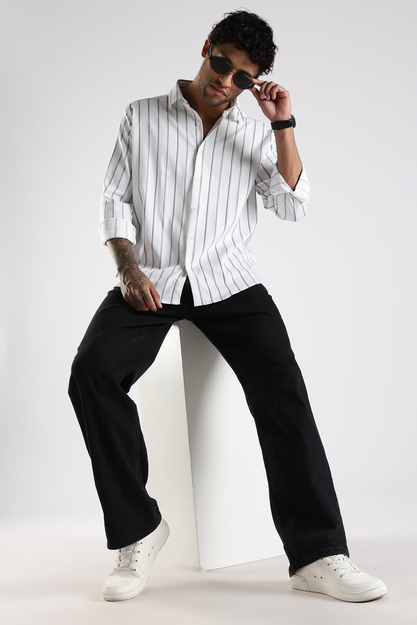 Regular Fit White Stripe Shirt