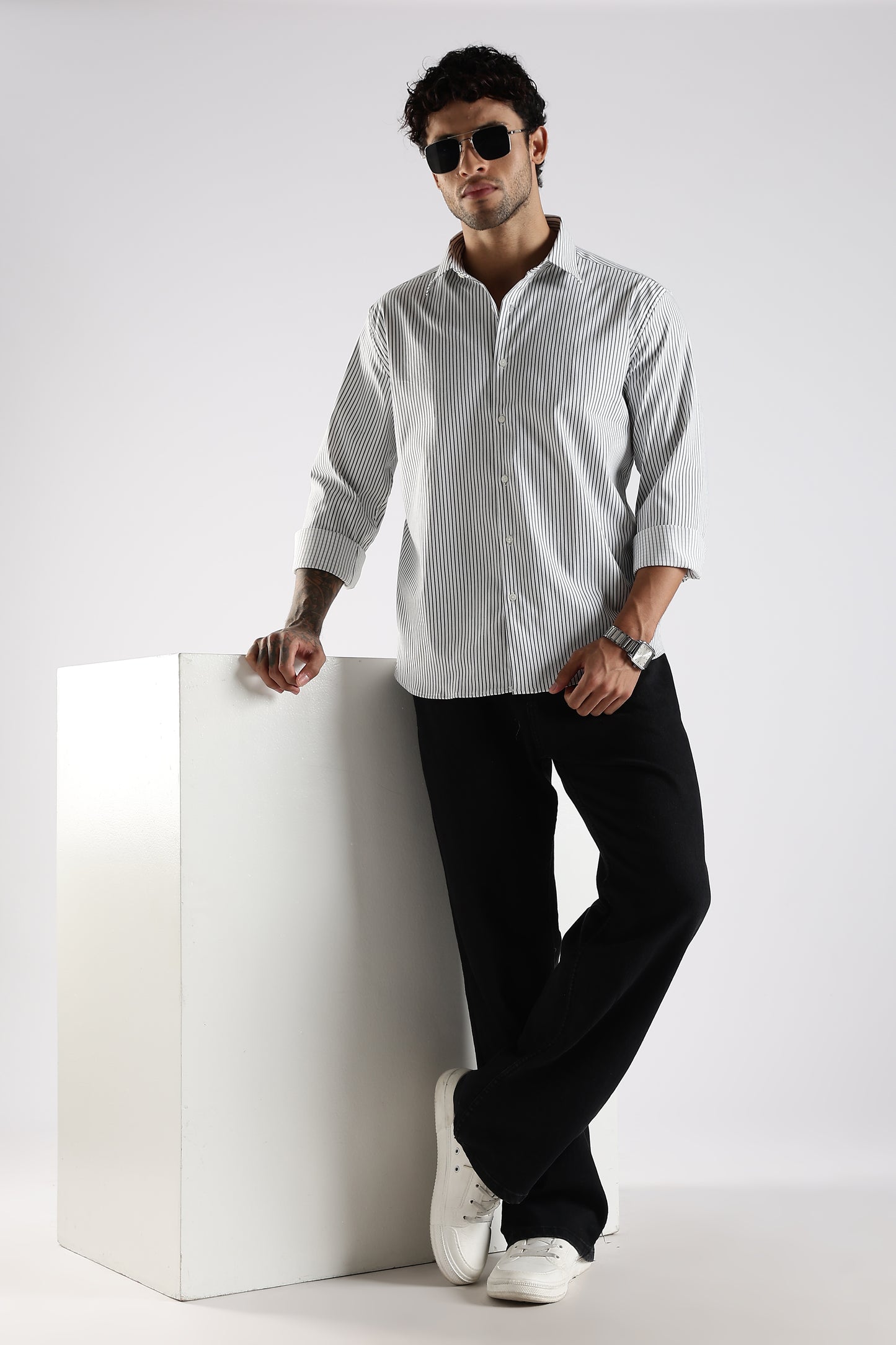 Regular Fit White Stripe Shirt