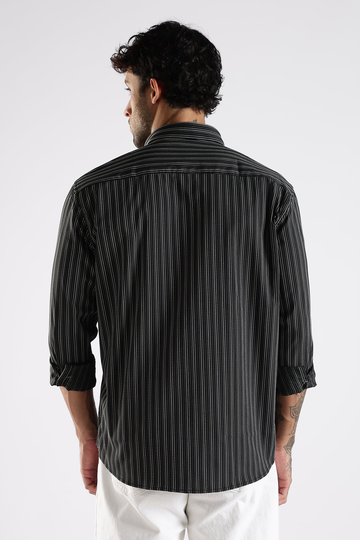 Regular Fit Black Vertical Pinstripe Shirt