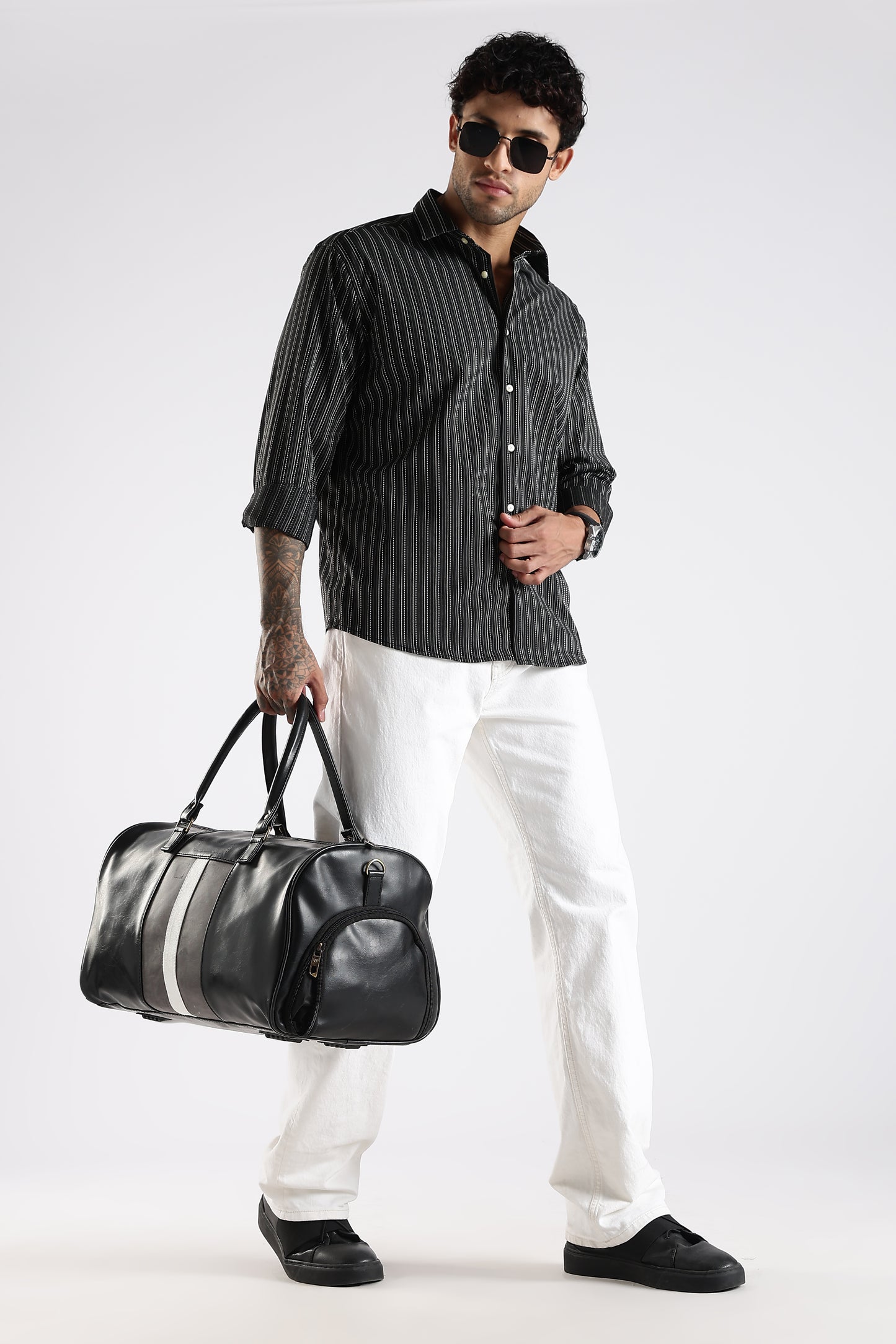 Regular Fit Black Vertical Pinstripe Shirt