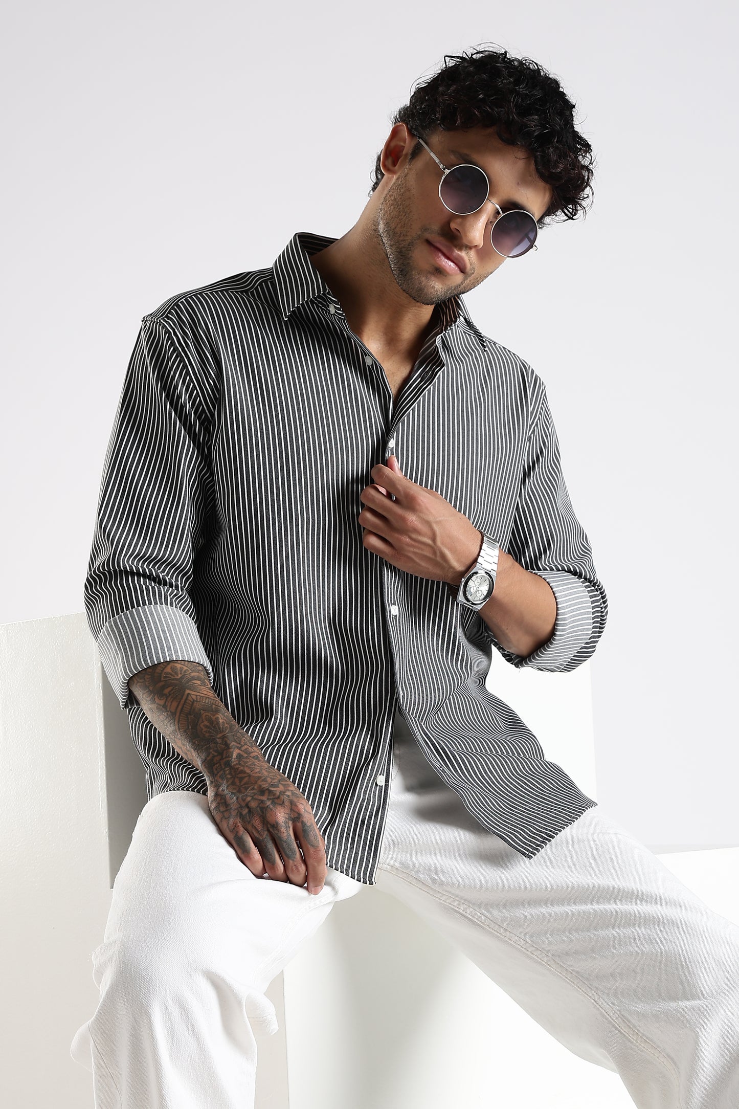 Regular Fit Black Stripe Shirt