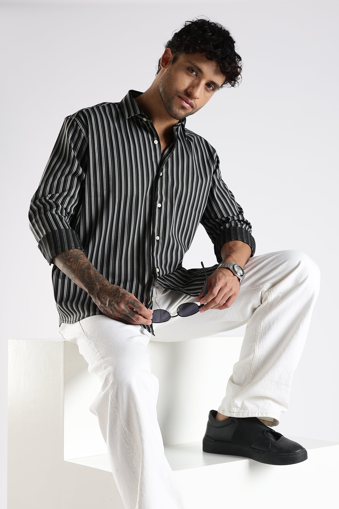 Regular Fit Black Stripe Shirt