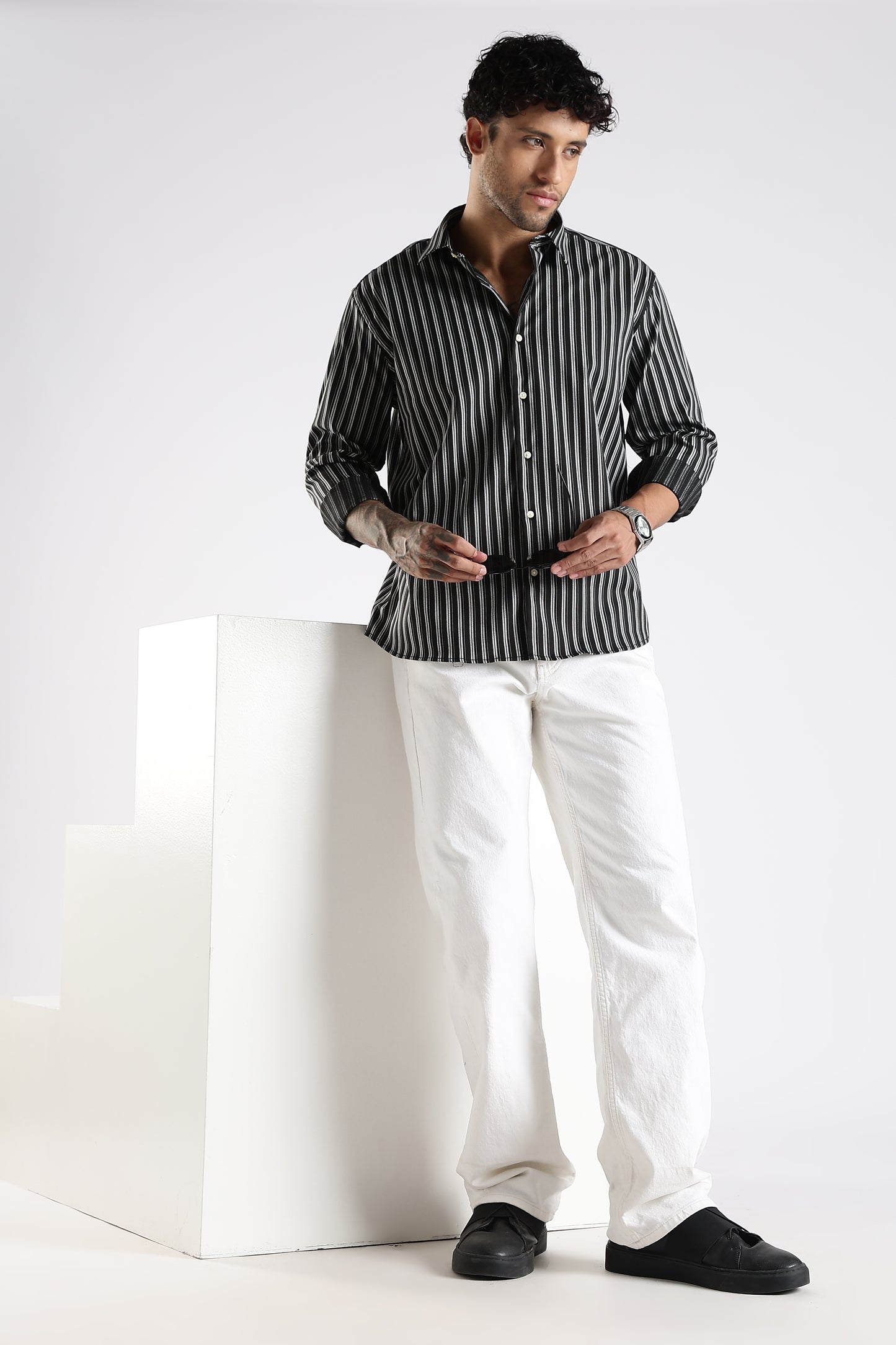 Regular Fit Black Stripe Shirt