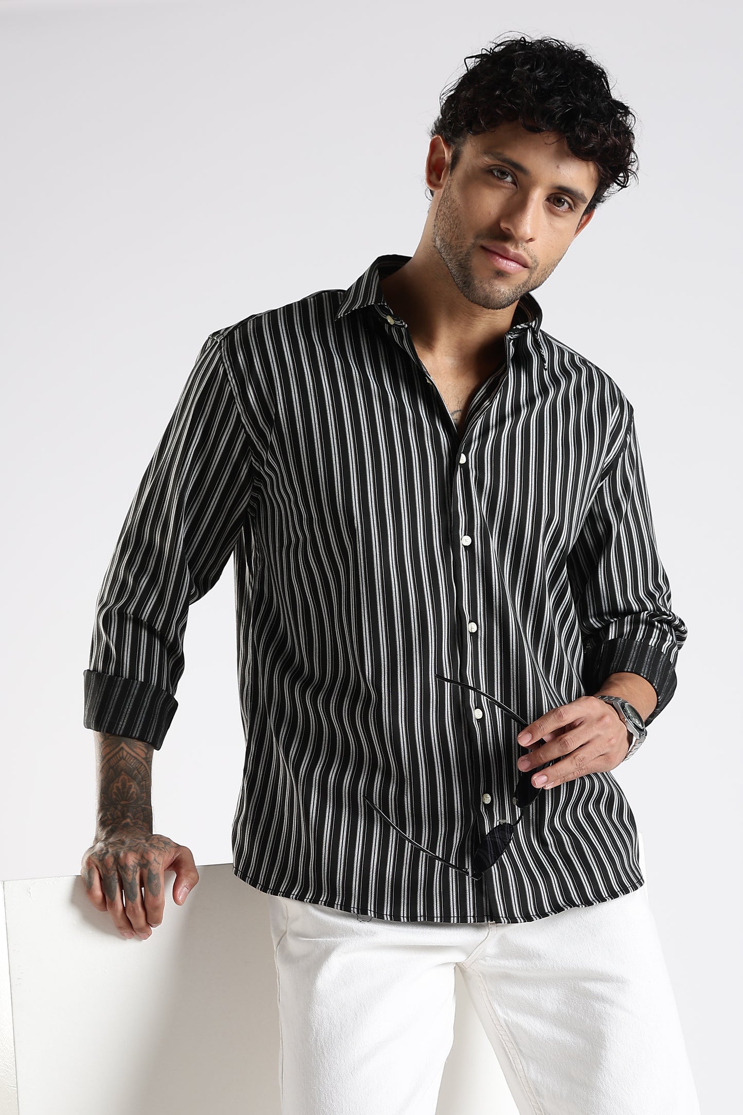 Regular Fit Black Stripe Shirt