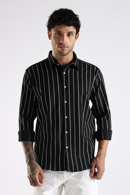 Regular Fit Black Stripe Shirt