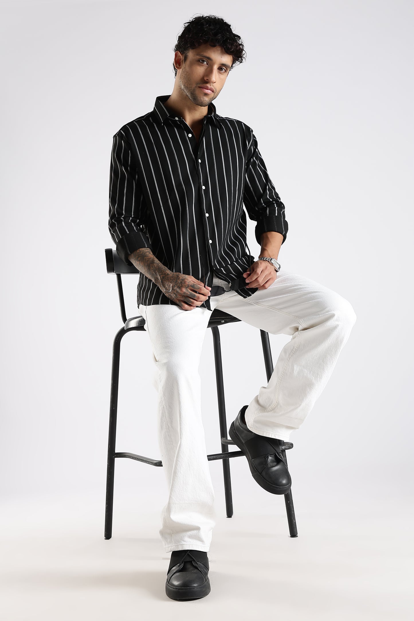 Regular Fit Black Stripe Shirt