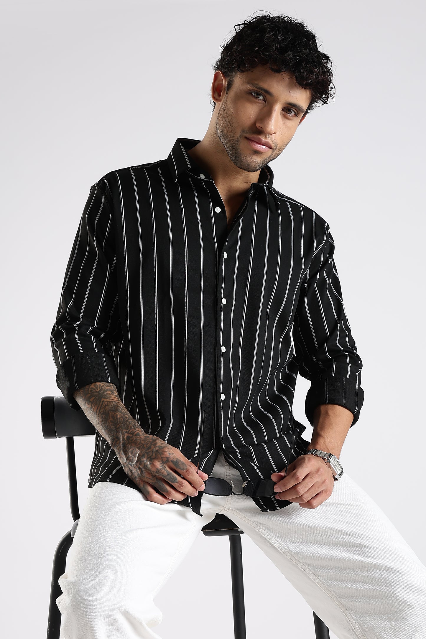Regular Fit Black Stripe Shirt