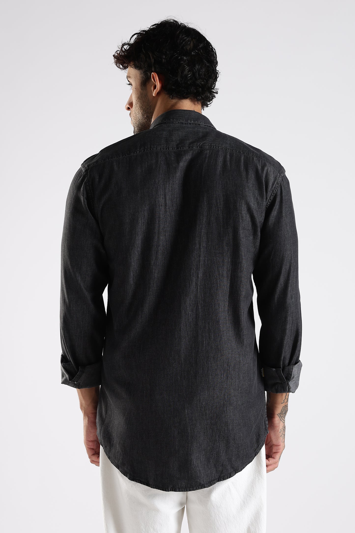 Regular Fit Black Denim Shirt